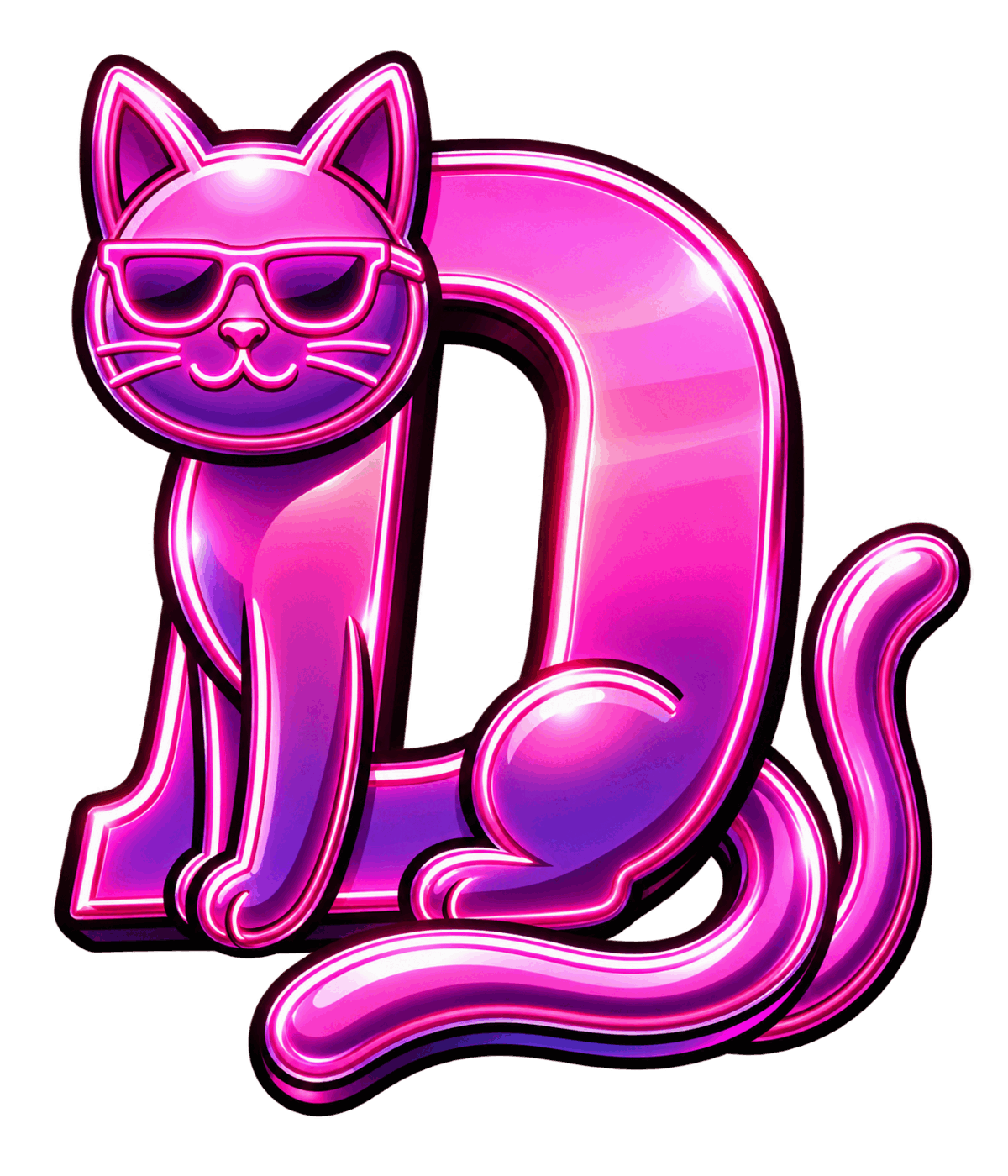Dacity Cat — a neon pink cat in sunglasses