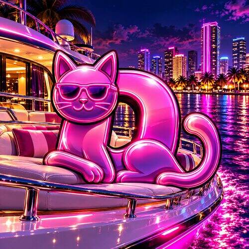 Dacity Cat on a yacht at sunset