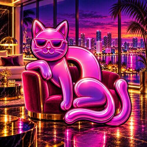 Dacity Cat in a rooftop penthouse