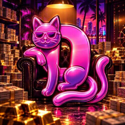 Dacity Cat in the money room