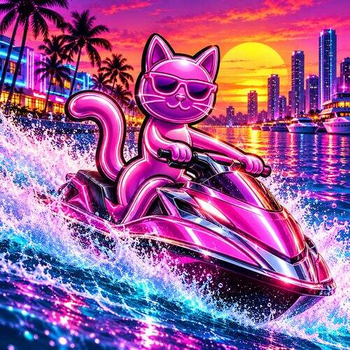 Dacity Cat on a jet ski